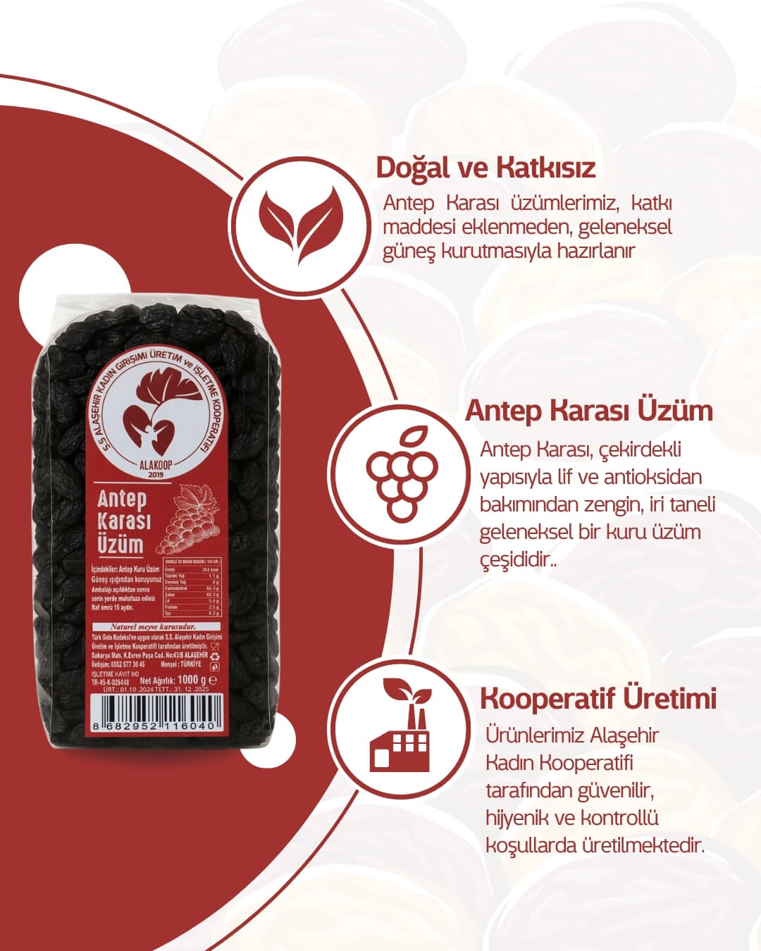 1 Kg. Antep Karası Kuru Üzüm - Görsel 2