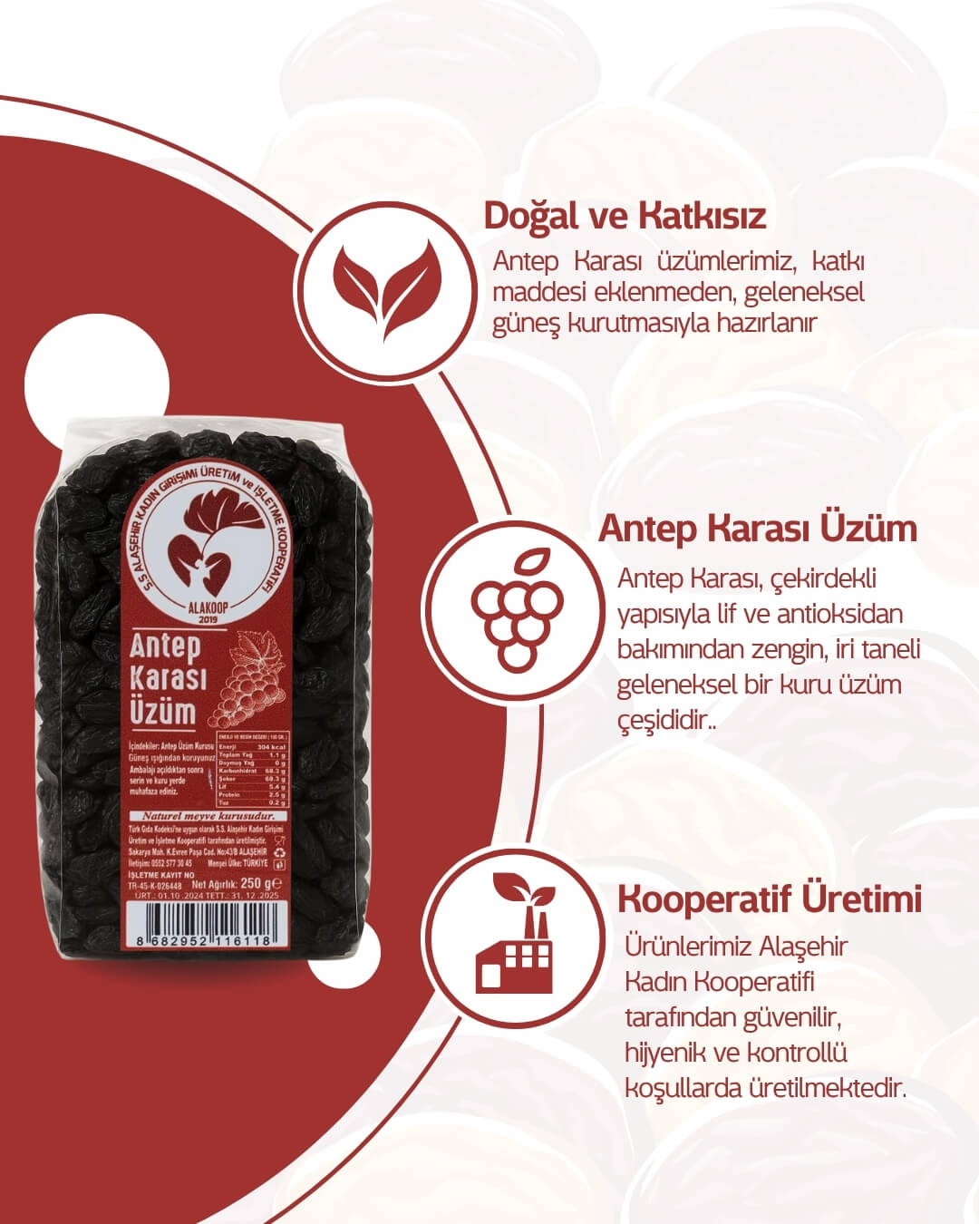 250 Gr Antep Karası Kuru Üzüm - Görsel 2